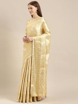 Mimosa - Off White Color Art Silk Kasavu Saree With Unstitched Blouse
