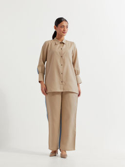 The Indian Cause - Beige & Blue Caroline Co-Ord (Set of 2)