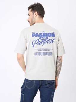 BLNK - Grey Oversize Typography T-Shirt