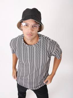 BLNK - Grey Striped Half Sleeve T-Shirt