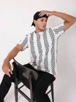 BLNK - White Striped Half Sleeve T-Shirt