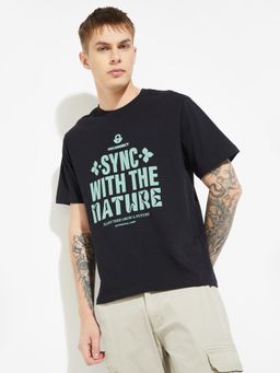 max - Black Men Typographic Print T-Shirt