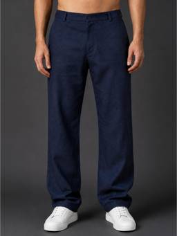 Jompers - Navy Blue Linen Relaxed-Fit Regular Trouser