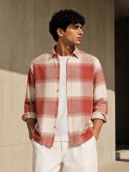 CAHOOT - Men Rust Buffalo Check Casual Shirt