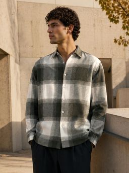 CAHOOT - Men Dark Green Tartan Check Casual Shirt