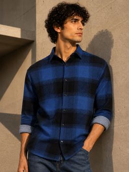 CAHOOT - Men Blue Buffalo Check Casual Shirt