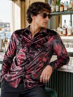 CAHOOT - Men Maroon Slim Fit Night Out Shirt