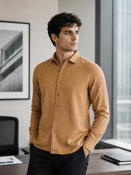 CAHOOT - Men Brown Textured Casual Shirt