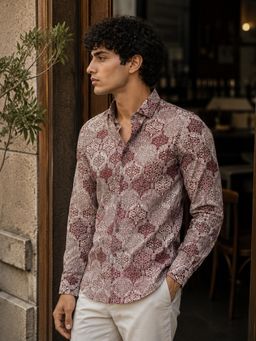 CAHOOT - Men Maroon Printed Casual Shirt