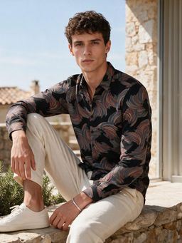 CAHOOT - Men Black Organic Printed Casual Shirt
