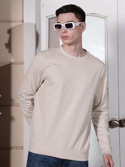 CRIMSOUNE CLUB - Men Casual Beige Solid Sweatshirt