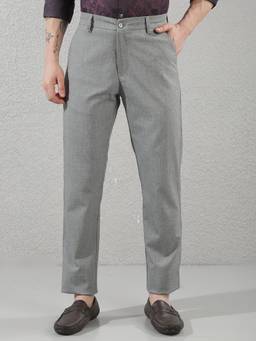 CRIMSOUNE CLUB - Men's Casual Grey Vertical Striped Trouser