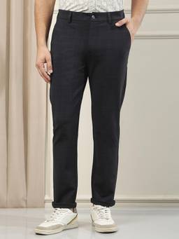 CRIMSOUNE CLUB - Men's Classic Black Checked Knitted Trouser