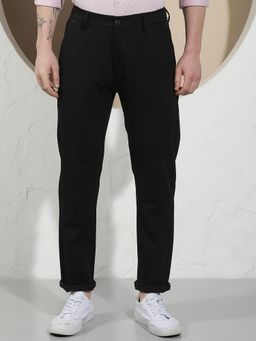 CRIMSOUNE CLUB - Men's Modern Black Knitted Trouser