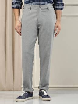 CRIMSOUNE CLUB - Men's Stylish Grey Dobby Trouser