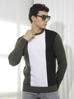 CRIMSOUNE CLUB - Men's Color-Blocked 100% Cotton Sweater