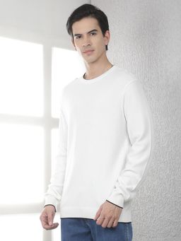 CRIMSOUNE CLUB - Men's White Oversized Round Neck Sweater