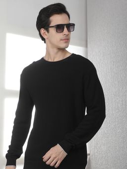 CRIMSOUNE CLUB - Men's Black Oversized Round Neck Sweater