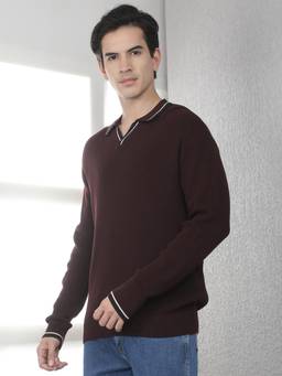 CRIMSOUNE CLUB - Men's Wine 100% Cotton Polo Sweater
