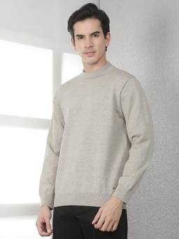 CRIMSOUNE CLUB - Men's Beige High Neck Sweater
