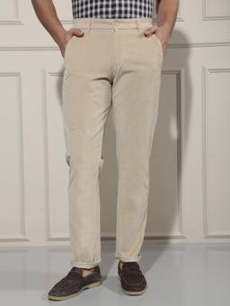 CRIMSOUNE CLUB - Men's Versatile Beige Corduroy Trouser