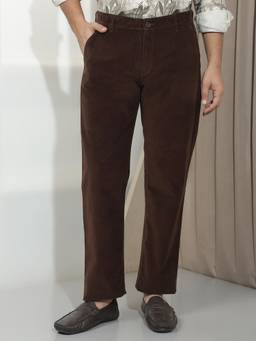 CRIMSOUNE CLUB - Men's Stylish Brown Straight Corduroy Trouser