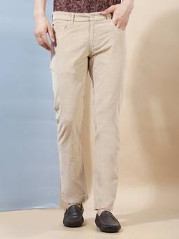 CRIMSOUNE CLUB - Men's Classic Beige Corduroy Trouser