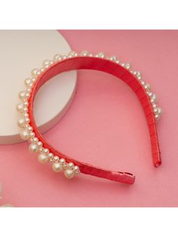 Choko - Kids Queens Glory Statement Pearl Hairband-Red