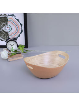 HomeTown - Bamboo Decorative Bowl, Beige