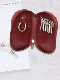 Sassora - Premium Leather Zip Closure Unisex Rfid Travel Key Case