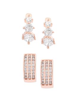 Zaveri Pearls - Rose Gold Contemporary Hoop Earrings-ZPFK12801 (Set of 2)