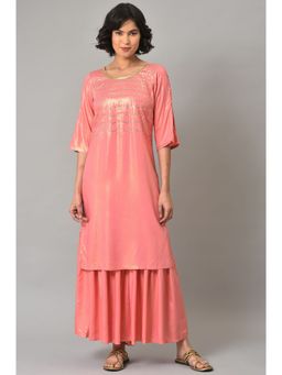 Aurelia - Pink Printed Embellished Kurta-sharara (Set of 2)