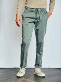 Bruun & Stengade - Men Green Solid Regular Fit Mid-Rise Trouser