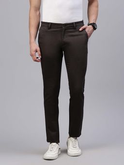 Classic Polo - Mens Brown Slim Fit Solid Trouser