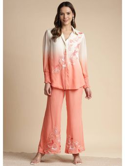 SAKSHI KHETTERPAL - Peach Ombre Embroidered Co-Ord (Set of 2)