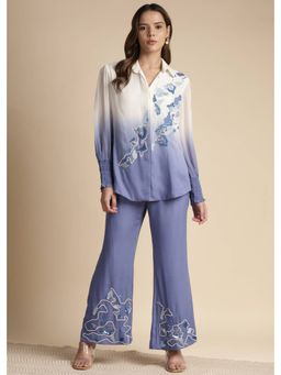 SAKSHI KHETTERPAL - Very Peri Purple Ombre Embroidered Co-Ord (Set of 2)