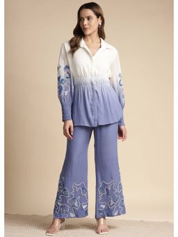 SAKSHI KHETTERPAL - Very Peri Purple Ombre Elasticated Co-Ord (Set of 2)