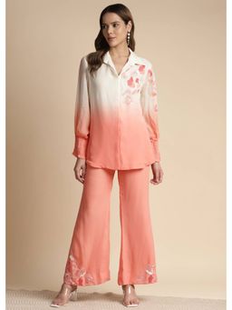 SAKSHI KHETTERPAL - Peach Ombre Shoulder Embroidered Co-Ord (Set of 2)