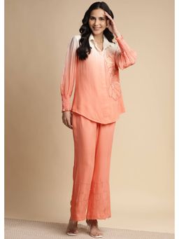SAKSHI KHETTERPAL - Peach Ombre One Side Sequined Embroidered Co-Ord (Set of 2)