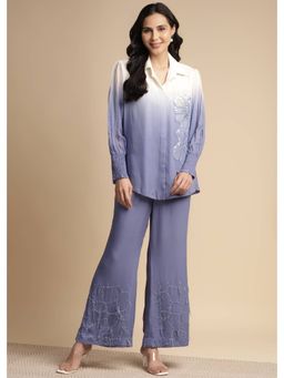 SAKSHI KHETTERPAL - Very Peri Purple Ombre One Side Sequined Embroidered Co-Ord (Set of 2)