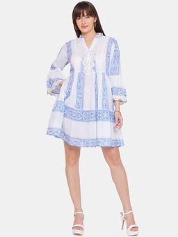 CINCIN Fashion - A Line Geometric Print Short Dress