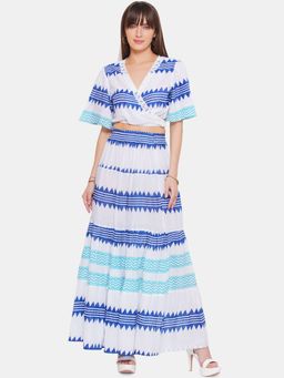 CINCIN Fashion - Geometrical Print Skirt and Top (Set of 2)