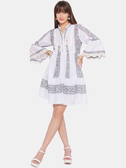 CINCIN Fashion - Bell Sleeved White Short Dress