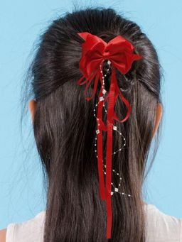 Stol'N - Bow with Stone Embellished Hair Clip - Red