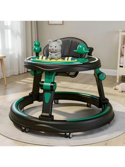 StarAndDaisy - Black & Green Baby Walker with Switchable Food & Musical Toy Tray
