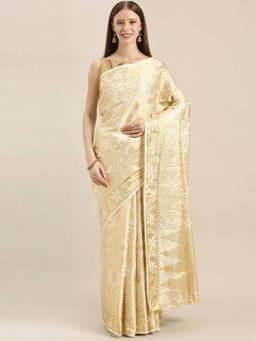 Mimosa - Off White Color Art Silk Kasavu Saree With Unstitched Blouse