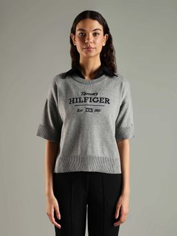 Tommy Hilfiger - Grey Relaxed Fit Cotton Crew Neck Sweater