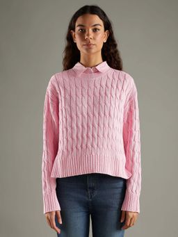 Tommy Hilfiger - Pink Regular Fit Cotton Crew Neck Sweater