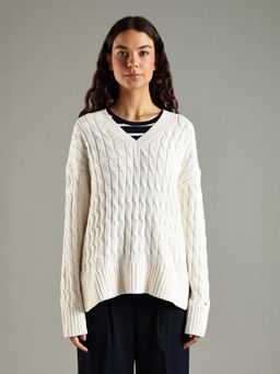 Tommy Hilfiger - Relaxed Fit Cotton V-Neck Sweater