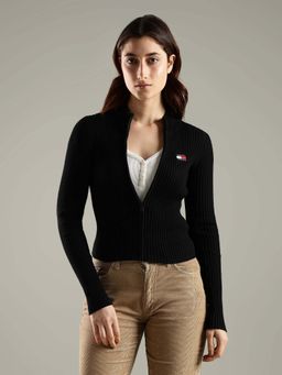 Tommy Hilfiger - Slim Fit Polyester Mock Neck Cardigan